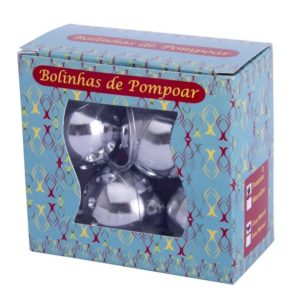 KIT BOLINHA DE POMPOAR CROMADA 04 UNIDADES