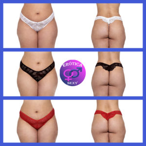 TANGA PLUS SIZE BORBOLETA RENDADA