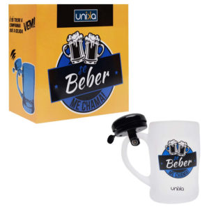 CANECA DE CHOPP COM CAMPAINHA “SE BEBER ME CHAMA”